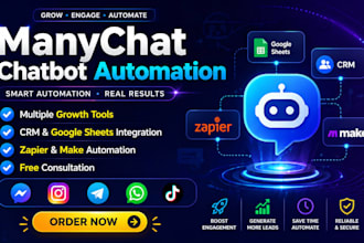 create manychat and uchat chatbot for instagram, facebook, and whatsapp