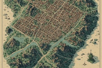 create a custom antique or vintage city map illustration