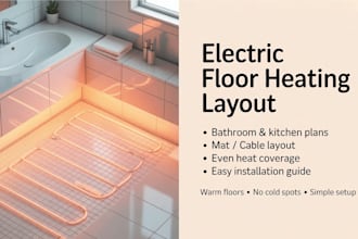 design electric floor heating layout for bathroom and kitchen