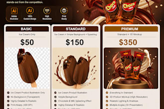design food and beverage product illustration for branding and packaging