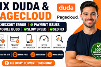 fix duda pagecloud checkout error bug mobile issue slow speed payment seo