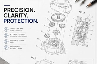 create professional patent drawings and technical line art for uspto