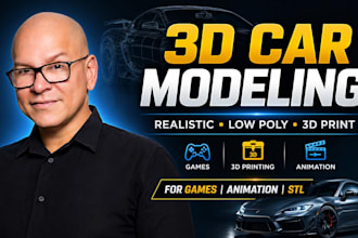 do realistic 3d car modeling, rendering for games and 3d printing files