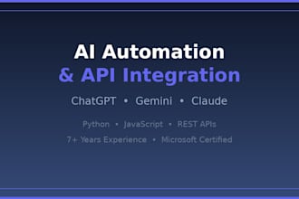 build ai automation workflows and integrate apis for your business