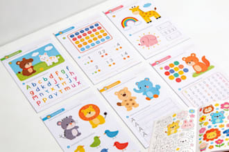 create illustrated kids activity book and workbook for KDP