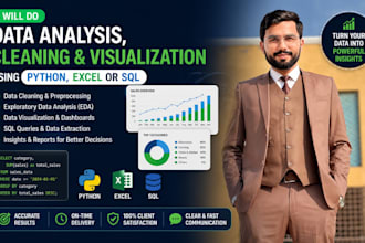 do data analysis, cleaning and visualization using python, excel and powerbi
