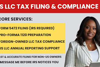 file form 5472, 1120 and handle US llc tax for foreign owners