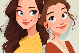 do cute disney cartoon portrait