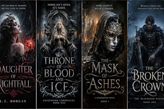 design dark fantasy character book cover for KDP, kindle and ebook authors