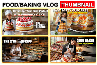 design eye catching food vlog thumbnails for youtube