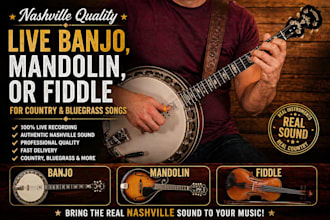 record nashville quality banjo, mandolin, or fiddle for your country song