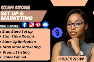 do stan store marketing, stan store promotion, stan store setup and sales funnel