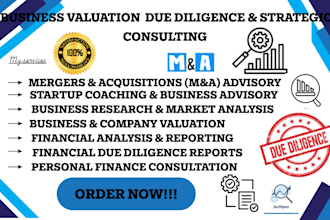 prepare financial due diligence report, on merger acquisition business valuation