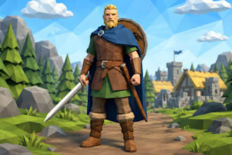 create low poly 3d game ready characters rigged in blender for animation, unity