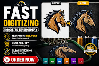 digitize image for embroidery dst pes file fast