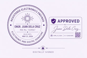 design electronic and digital stamp or seal with signatures