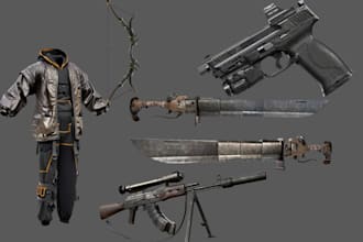 make unreal engine 3d game asset model, fps weapon,props for ue5 and unity games