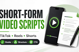 write short form video scripts for tiktok, youtube shorts and reels