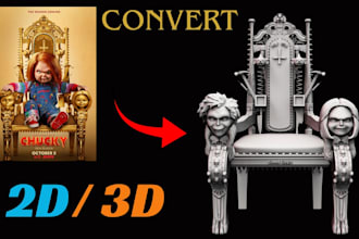 custom printable 3d model form 2d image sketch to 3d character product 3d print
