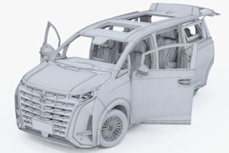 realistic 3d car model with interior, custom widebody kit for game or 3d printin