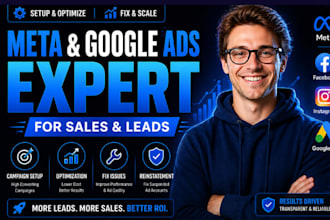 manage meta and google ads for sales and leads and fix suspended ad accounts