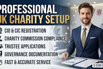 set up UK charity cio cic registration and handle charity commission compliance