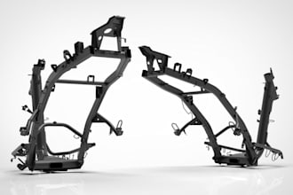 design motorcycle chassis frame and suspension,motorbike cad 3d model,solidworks