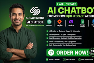 integrate ai chatbot for mordern squarespace website api ai agent automation