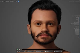 3d realistic metahuman character modelling, rigging, hair, clothes for games