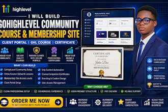 build gohighlevel community ghl course client portal membership site certificate