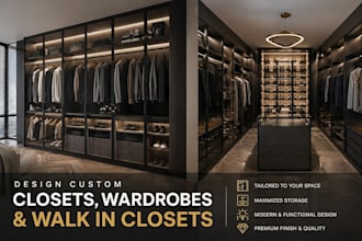 design custom closets, wardrobes, and walk in closets