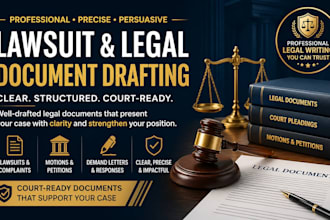 help you draft a lawsuit legal complaint motion or court pleading and petitions