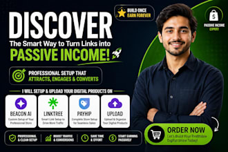 setup beacon ai linktree payhip store, shopify, etsy digital product uploading