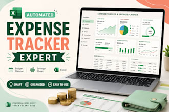 create automated excel expense tracker and savings planner