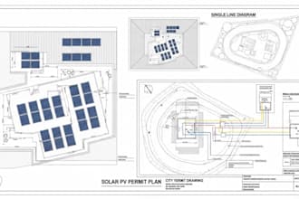 design solar pv permit plans, sld and city permit drawings