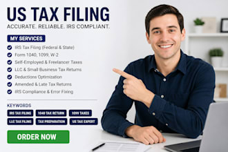 prepare and file US irs tax return 1040, 1099, llc taxes, irs tax return