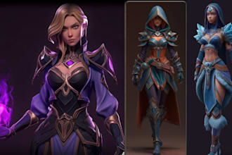 do stylized 3d character model, realistic game ready character for unreal engine