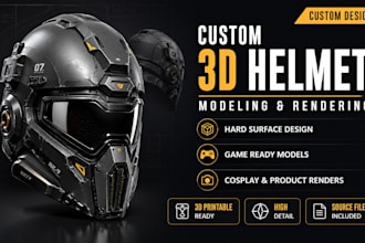 create 3d helmet model hard surface design and realistic render
