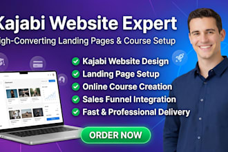 kajabi website, landing page, setup kajabi online course website, kajabi expert