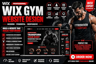 do wix gym website, header, footer redesign, fitness design, membership training
