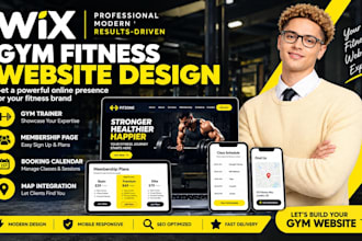 do wix gym fitness website, gym trainer, membership page, booking calendar map