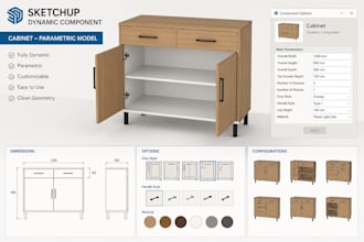 create sketchup dynamic component, cabinet, furniture, parametric model