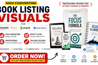 create high converting book listing visuals for amazon etsy shopify stan store