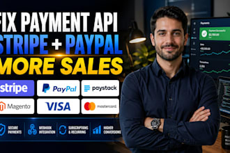 fix or integrate stripe api, paypal, magento, webhook, paystack payment gateway