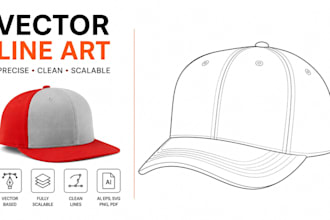 create vector line art drawing for instruction manuals, user guide and uspto