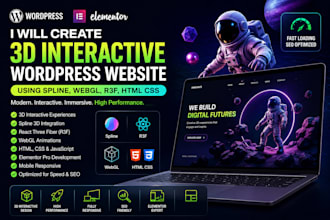 create a 3d interactive wordpress elementor website 3d spline html css r3f webgl