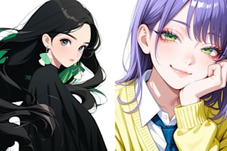 draw custom anime illustration, anime art, pfp, oc, fanart