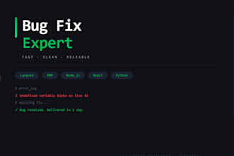 fix your laravel PHP nodejs or react bugs