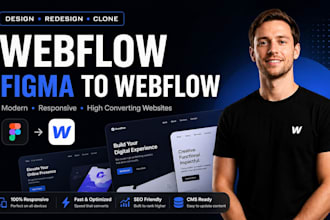 design a modern webflow portfolio website or landing page with figma to webflow