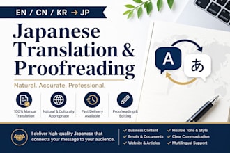 translate and proofread english chinese korean to natural japanese